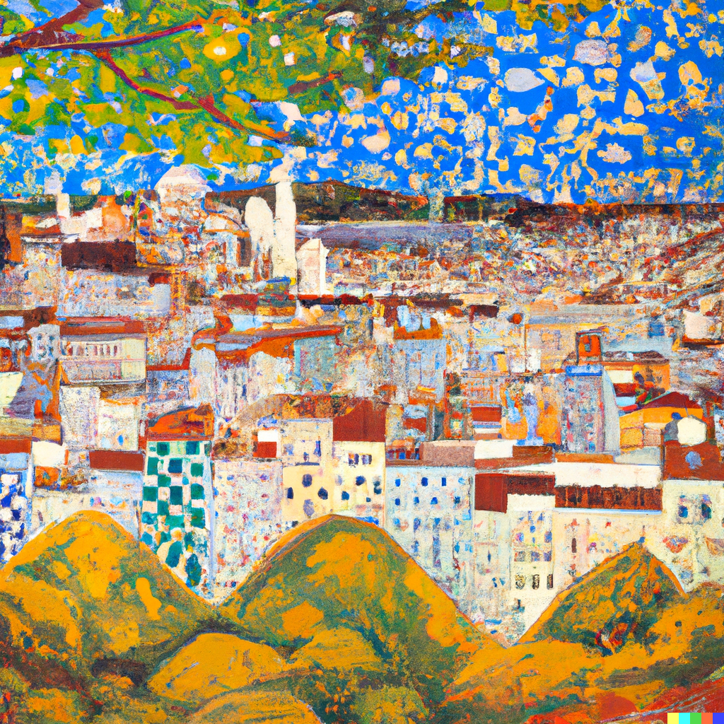 Peinture de Lyon dans le style de Klimt selon l'IA Dall-E